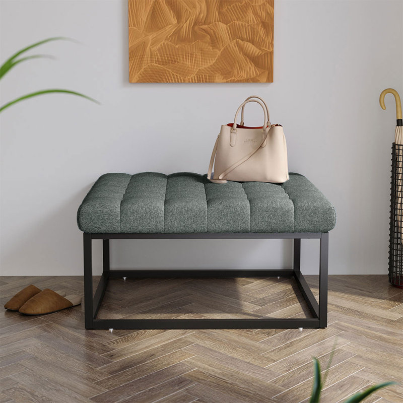 84cm Wide Tufted Square No Pattern Footstool Ottoman