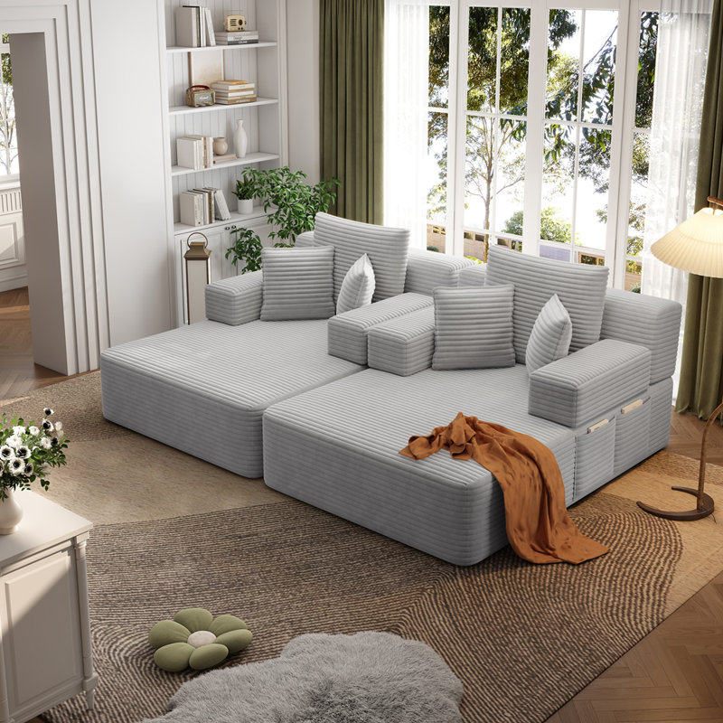 Ensemble de chaise longue surdimensionnée 2 pièces, Gris clair