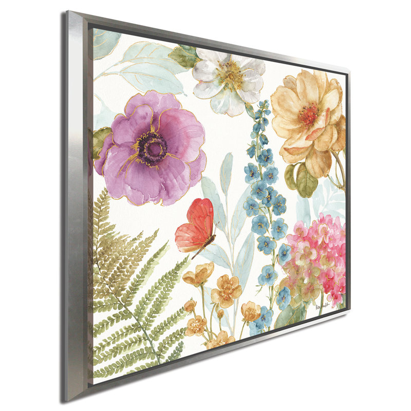 Rainbow Seeds Flowers III - reproduction sur toile, H 27,5 po x l 27,5 po x P 2 po, Cadre flottant argent