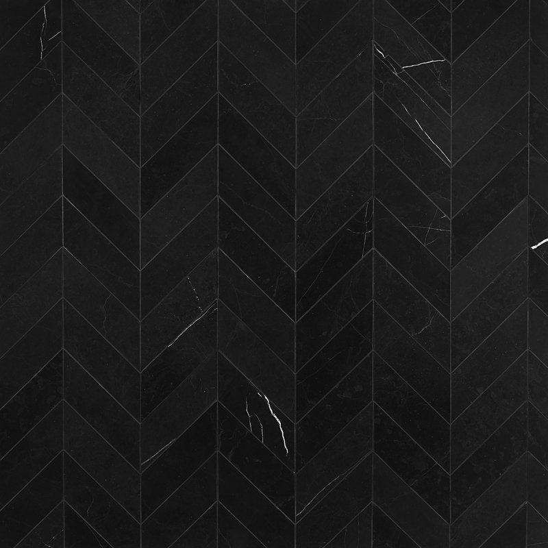 Nero Marquina 3x12 Chevron Honed Marble Tile