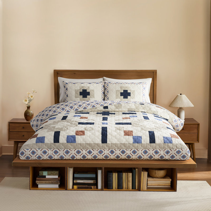 Meadow Summit K Quilt Set Tan, King Quilt + 2 King Shams