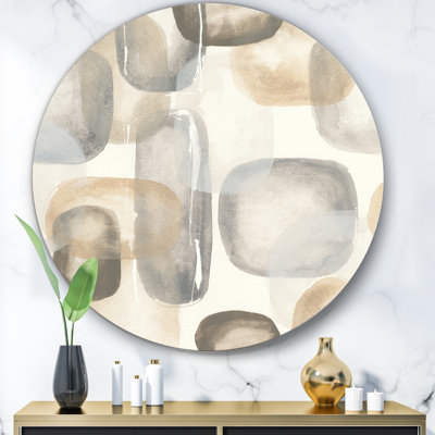 " Neutral Oval Gray Stones I " Painting Print
