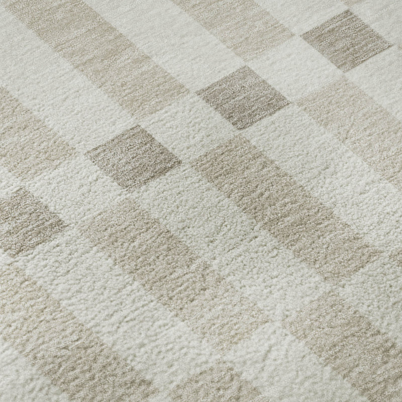 Tapis géométrique Premium lavable à la machine Villers AMF2547, Ivoire ivoire, 1'8" x 2'6"