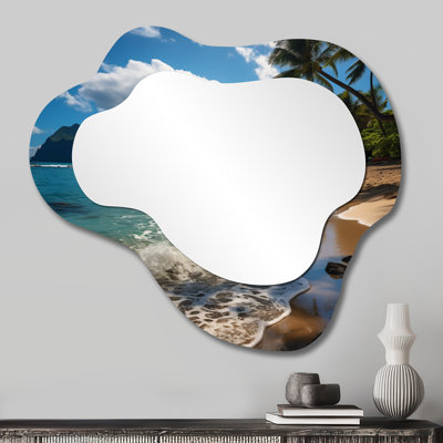 Miroir mural côtier irrégulier - Aloha Tropical Dreamscape II, impression sur métal