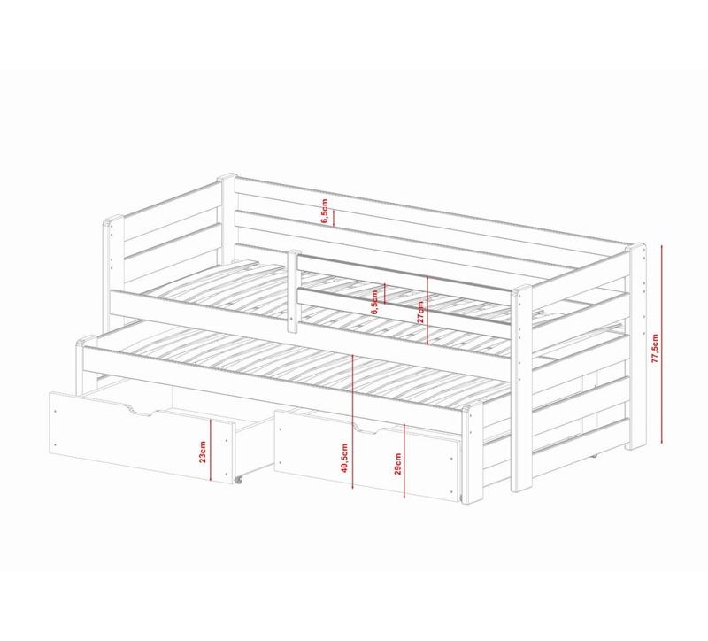 Bergson 135 X 190cm Standard with Storage Included with Trundle Included, Graphite