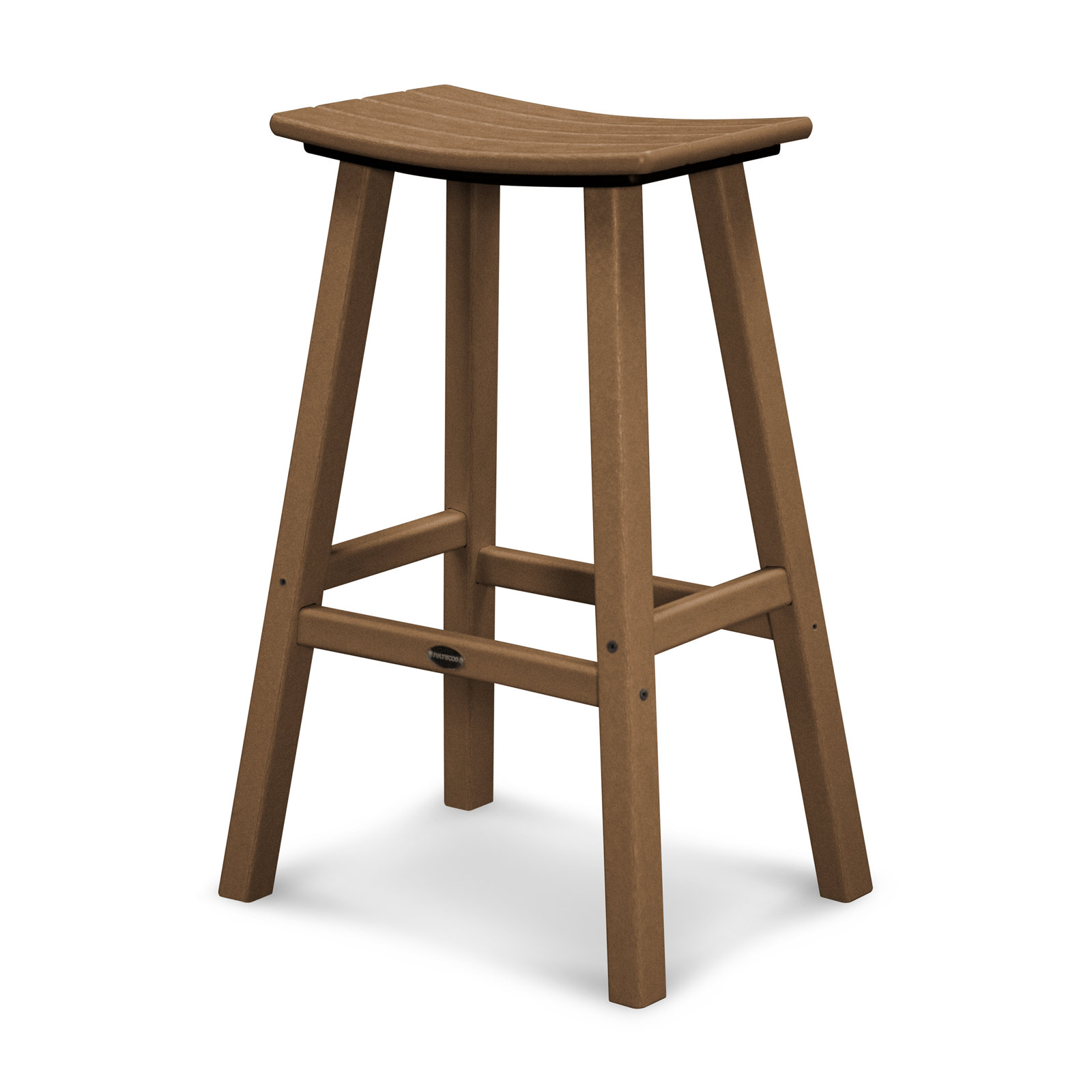 POLYWOOD Traditional Garden Patio Bar Stool, Teak, 29.75" H