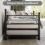 Ensemble de lit de jour simple et cadre de lit gigogne avec support de lattes en acier noir durable-156623696