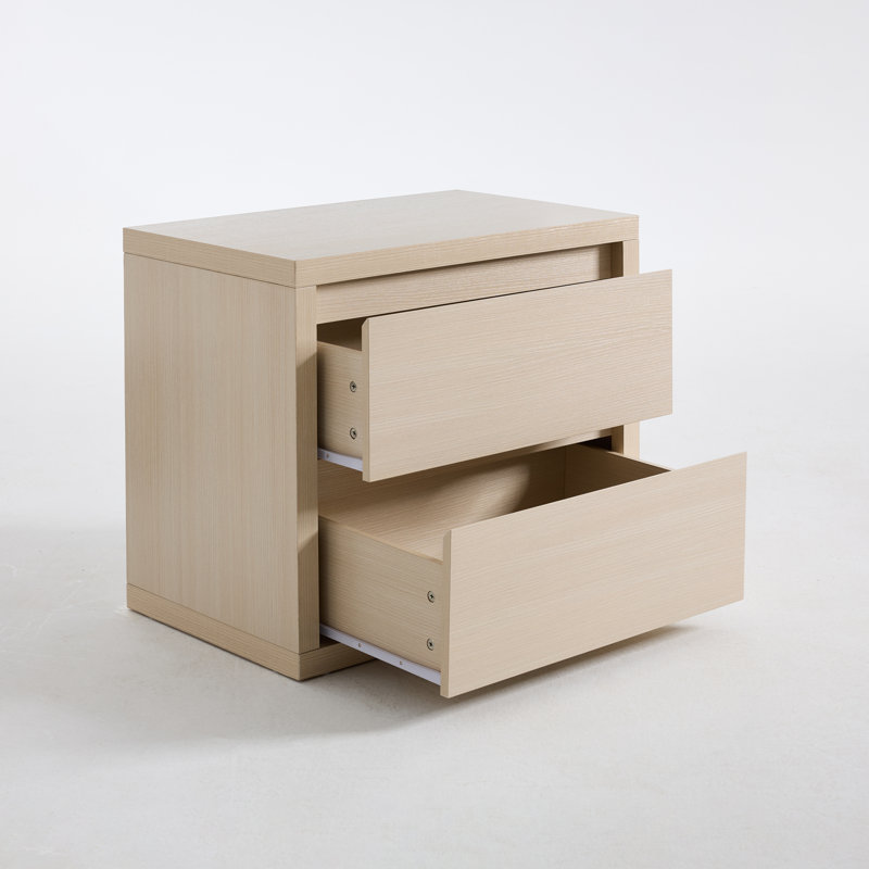 Table de chevet 2 tiroirs Fere, Ivoire blanc