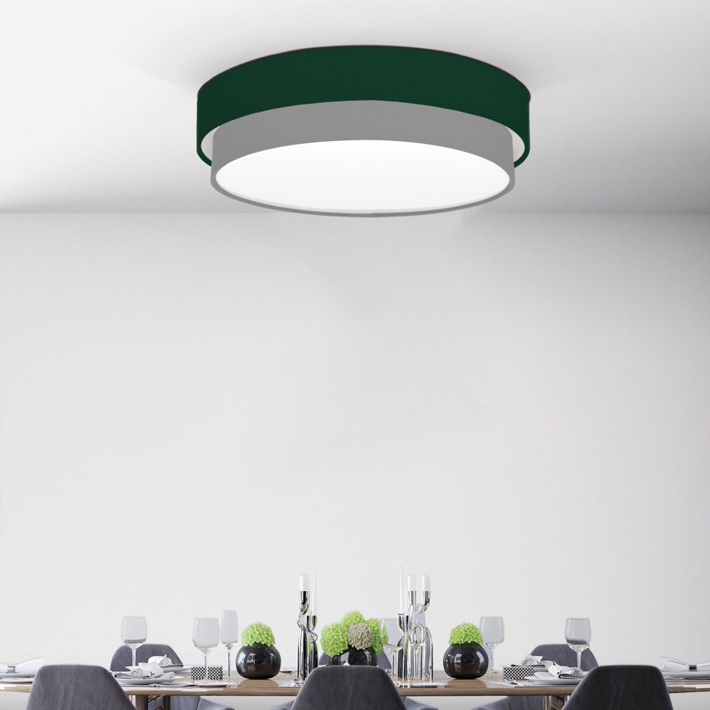 Avory Flush Mount, Dark Green / Grey