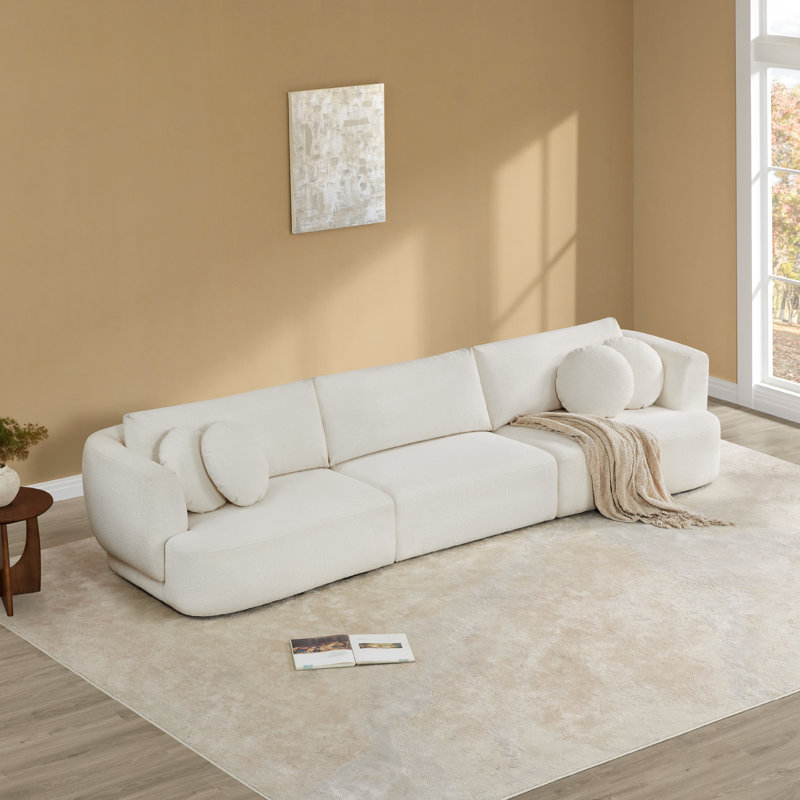 Aneika 140'' 3-Piece Curved Modular Oversized Sofa, Beige
