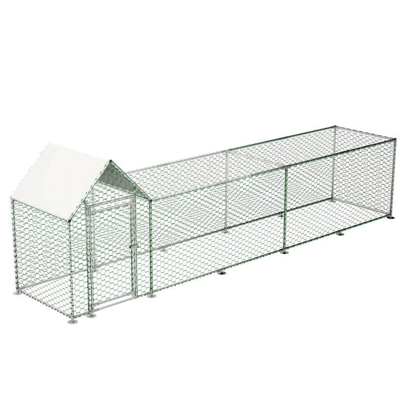 Cage à poulailler en métal avec poulailler, 59.6" H x 196" W x 42.2" D