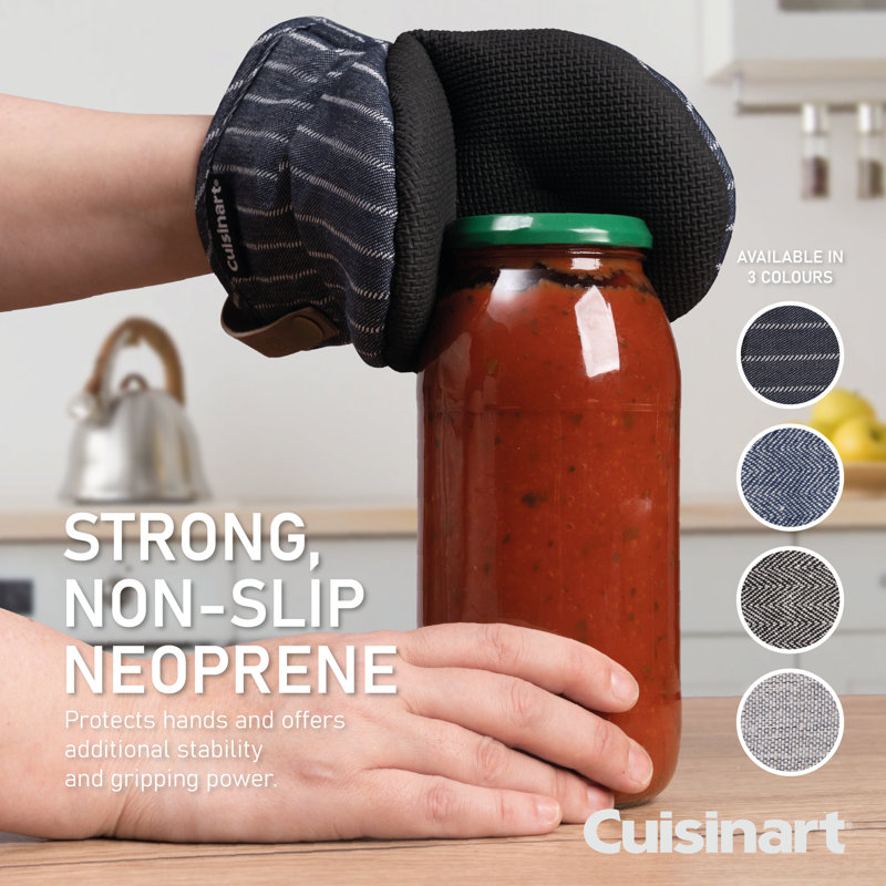 Cuisinart Oven Mitts & Tea Towel Set with Herringbone Mini Mitt Oven Mitts & Tea Towels