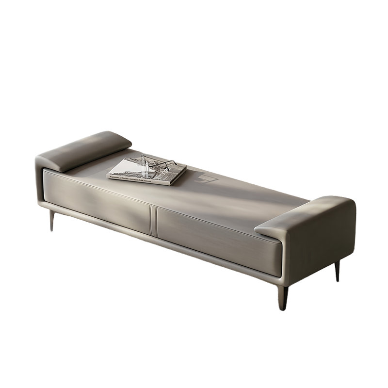 Ingerid Microfiber Leather Upholstered Bench, 20.86" H x 70.86" W x 17.71" D, Light Gray