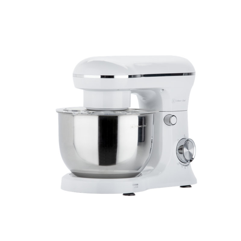 Mélangeur sur socle culinaire 4,5 litres avec bol en acier inoxydable 4,5 litres Culinaire Chef, Blanc