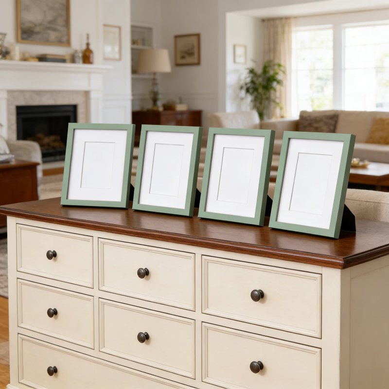 Ensemble de 4 cadres photo 9 x 12 avec plexiglas, plateau de table en bois massif et cadres muraux pour 5 x 7, 6 x 8 avec tapis ou 9 x 12 sans tapis, présentoir polyvalent pour la maison et le bureau