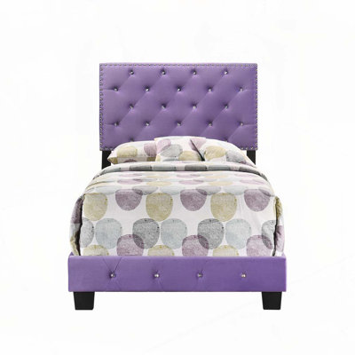 Velvet Upholstered Bed with Tufted Headboard