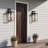 20" Dusk to Dawn Outdoor Wall Sconce Set, Matte Black Porch Light with Clear Glass