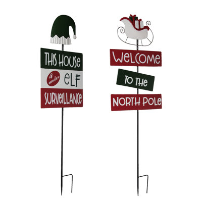  Ensemble de 2 décorations de Noël en métal Elf / North Pole Y / S