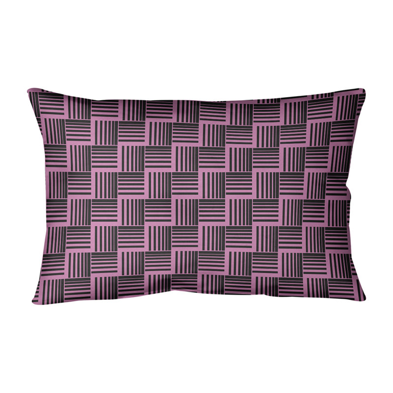 Coussin lombaire à rayures classiques Baskettressées, H 14 po x l 20 po, Rose/noir, Duvet/plume