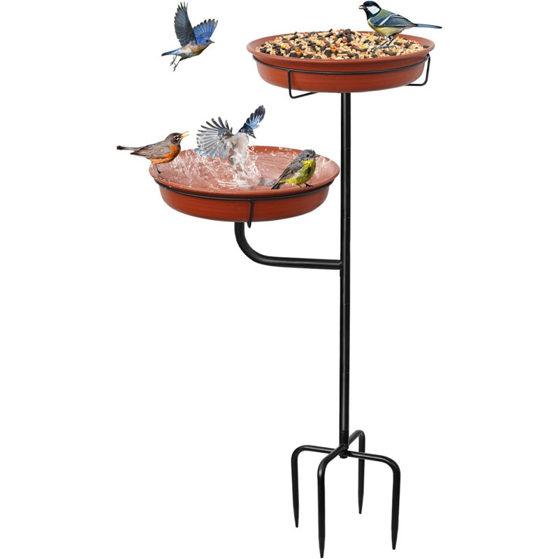Bain d'oiseaux en métal Greth, Brun