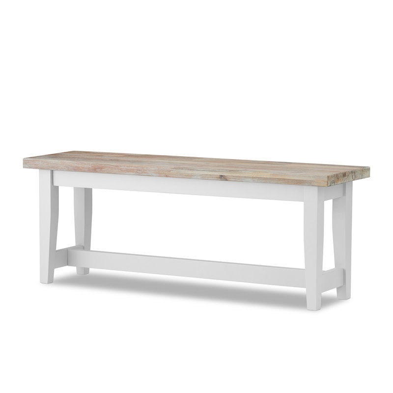 Doria Solid Wood Bench, White, H44.8 x W120 x D32cm