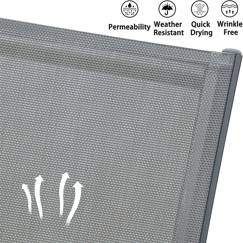 Patio Chaise Lounge Chair Set Of 3, Gray, Gray