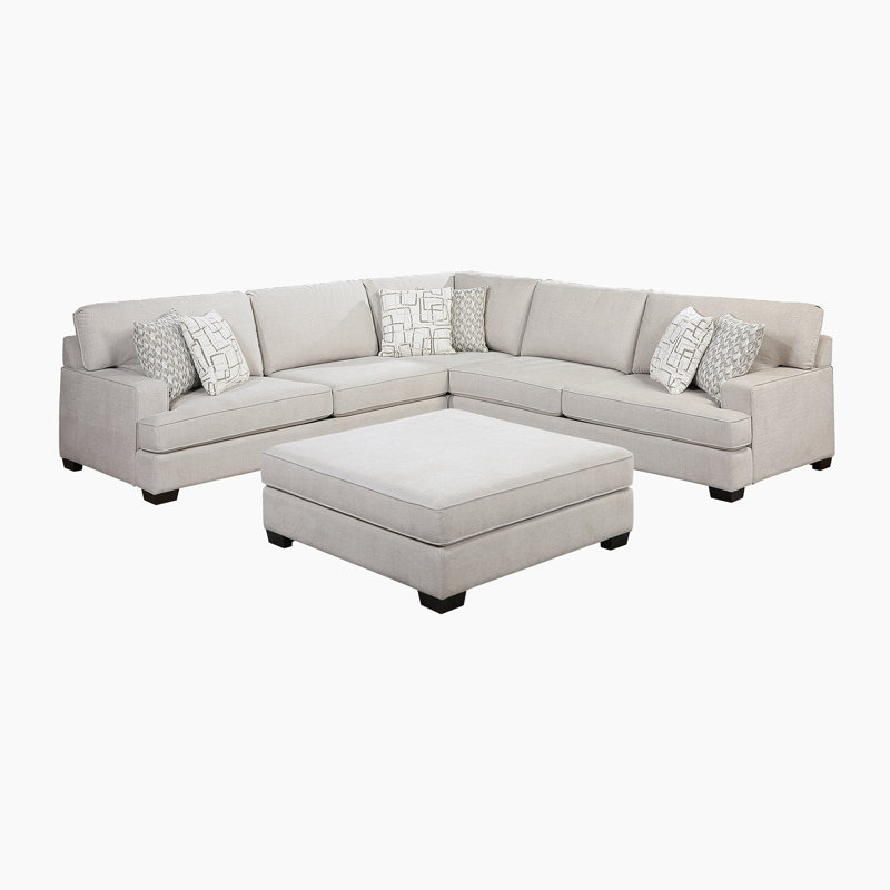 Clute 131" Modern & Contemporary Chenille 4-Piece Sectional Sofa with Ottoman, Durable Solid Wood & Plywood Frame, Supportive High-Density Foam Comfort