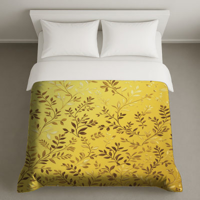 Housses de couette à motif de feuilles dorées