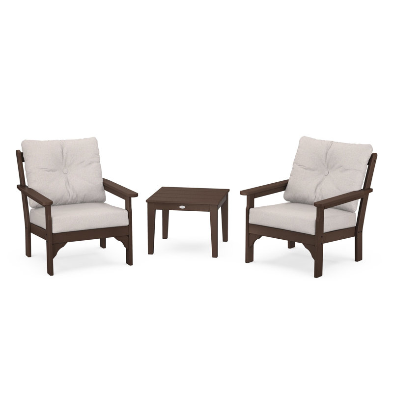 Vineyard 3-Piece Deep Seating Set, Dune Burlap, Mahogany