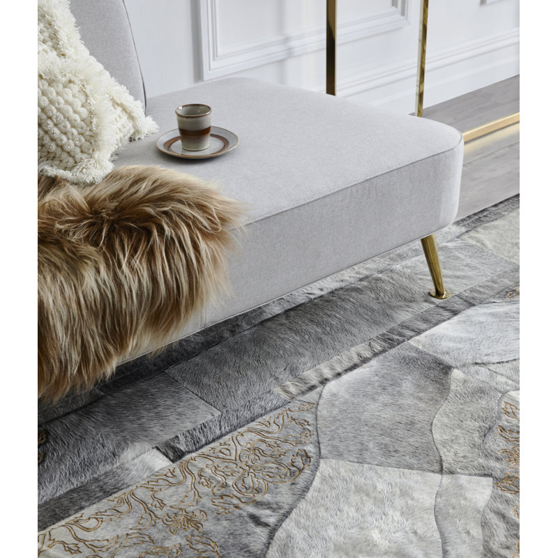 Sueño Leather Oriental Area Rug, Round 4'11"