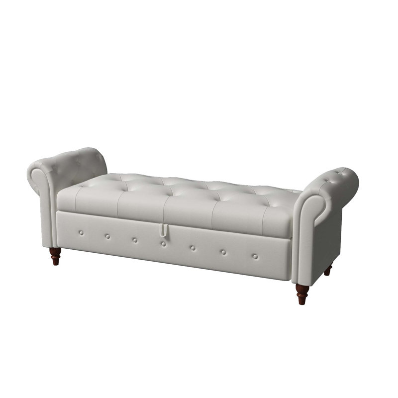 Banc, banc de lit, banc d'entrée Javelyn, Beige, Brun foncé