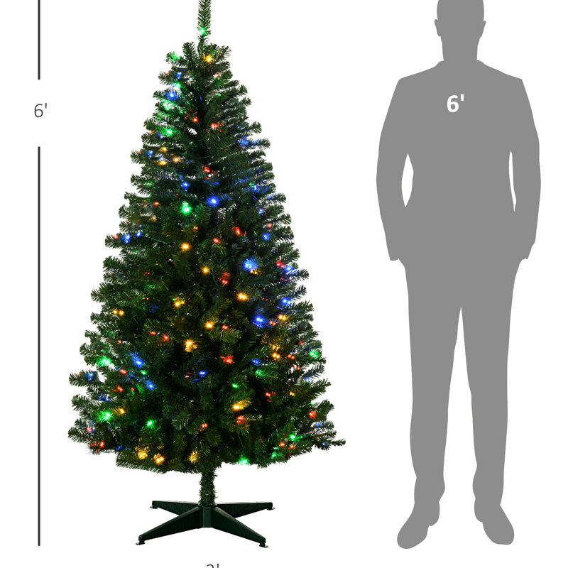 Arbre artificiel de 6 pi de hauteur, 584 branches, 212 lumières à DEL, ouverture automatique, antidéflagrant, délicieuse branche du matin de Noël, ignifuge, installation simple, rassemblement joyeux