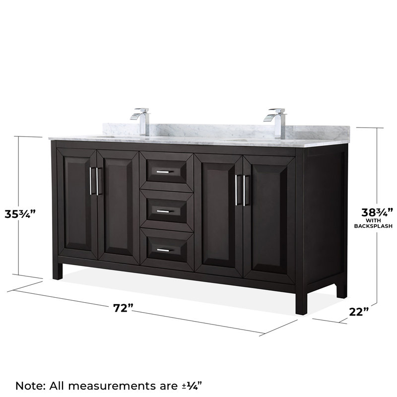 Daria 72'' W Double Vanity, Dark Espresso, Polished Chrome