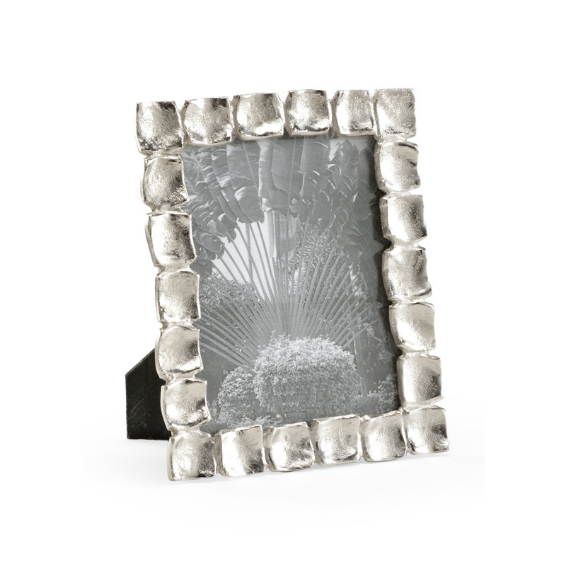 Shoe Buckle Silver Metal Embossed Picture Frame, 8" x 10"