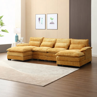 Large Chenille Fabric U-Shape Sectional Sofa