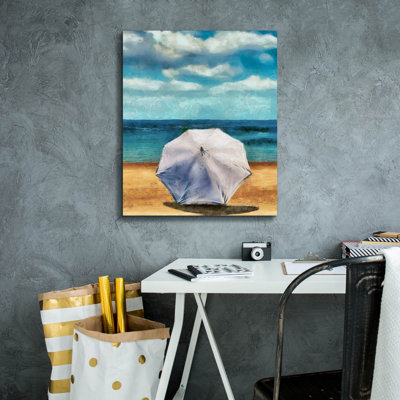  «Beach Umbrella 2» par Alonzo Saunders, art mural sur toile, 20 po x 24 po