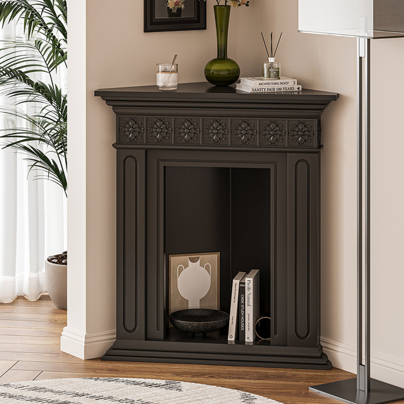 Manufactured Wood Freestanding Fireplace, Black