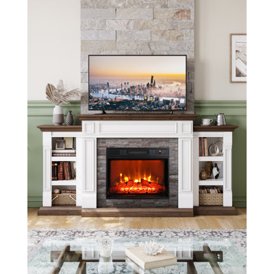 Ainara72" Electric Fireplace TV Stand with Electric Fireplace Heater& Storage – Holds TVs up to 80", Modern Entertainment Centre for Living Room