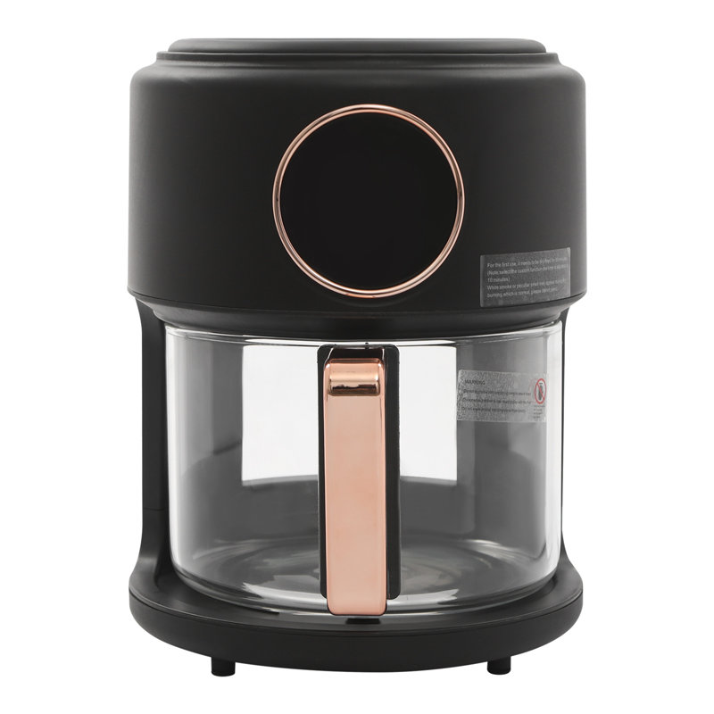 Friteuse à air visible de 4,4 pte avec pot en verre, friteuse à écran tactile 1200 W, cuiseur à convection de comptoir 8 en 1 avec chaleur rapide, antiadhésif et lavable au lave-vaisselle