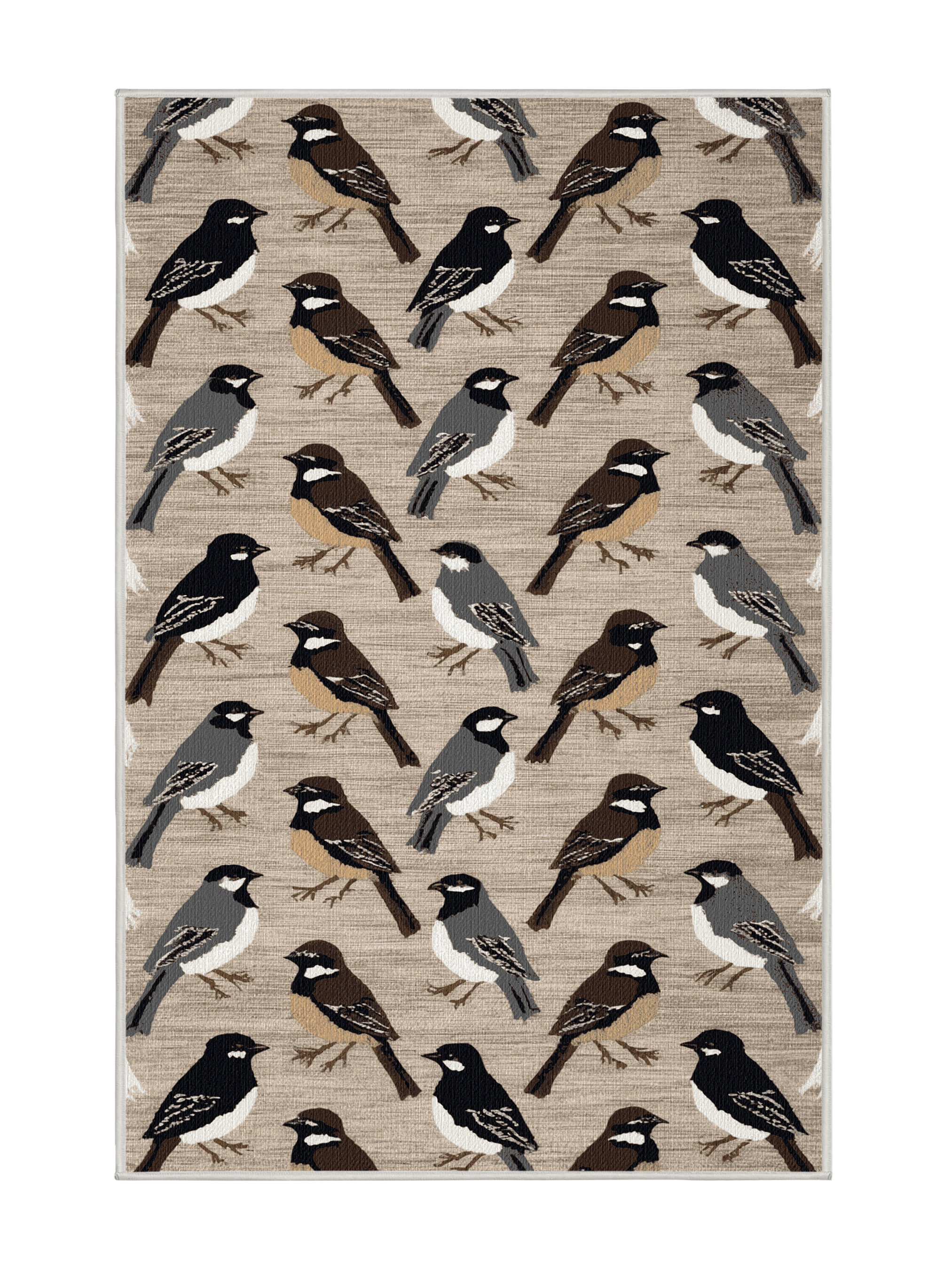 Foundry Select Washable Dark eyed Junco Birds Area Rug | Wayfair