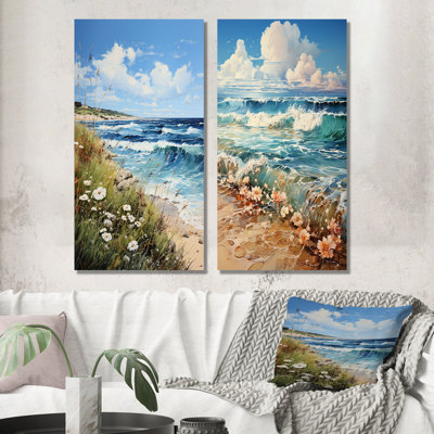 Flower Coastal Nostalgia - Coastal Beach Wall Decor Set Of 2