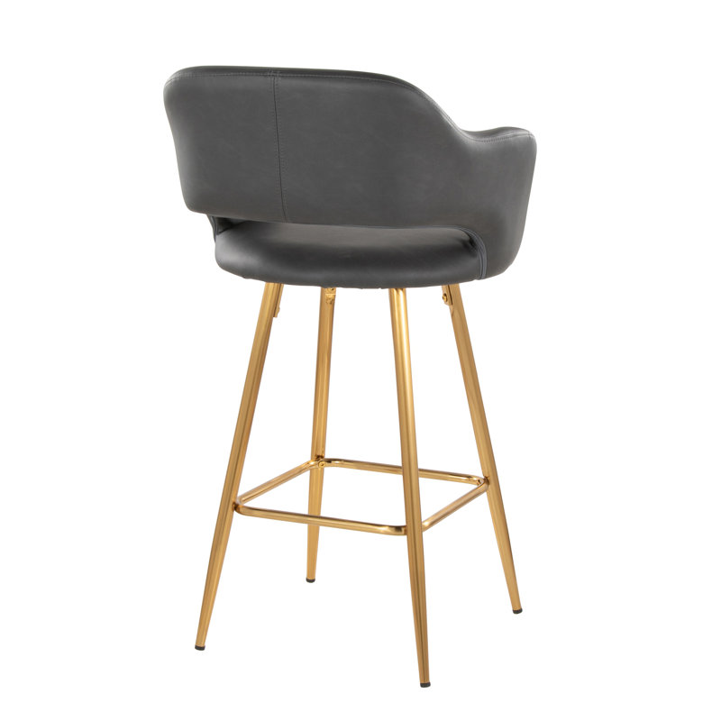 Tabouret de comptoir contemporain, Gris, Doré