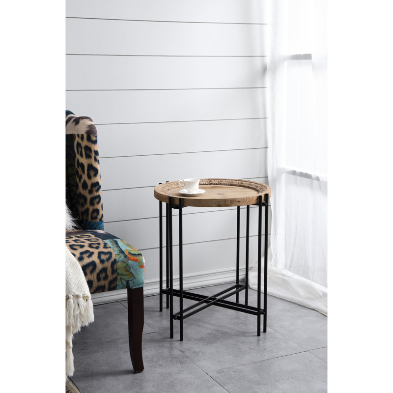 Estelle Solid Wood Tray Top End Table