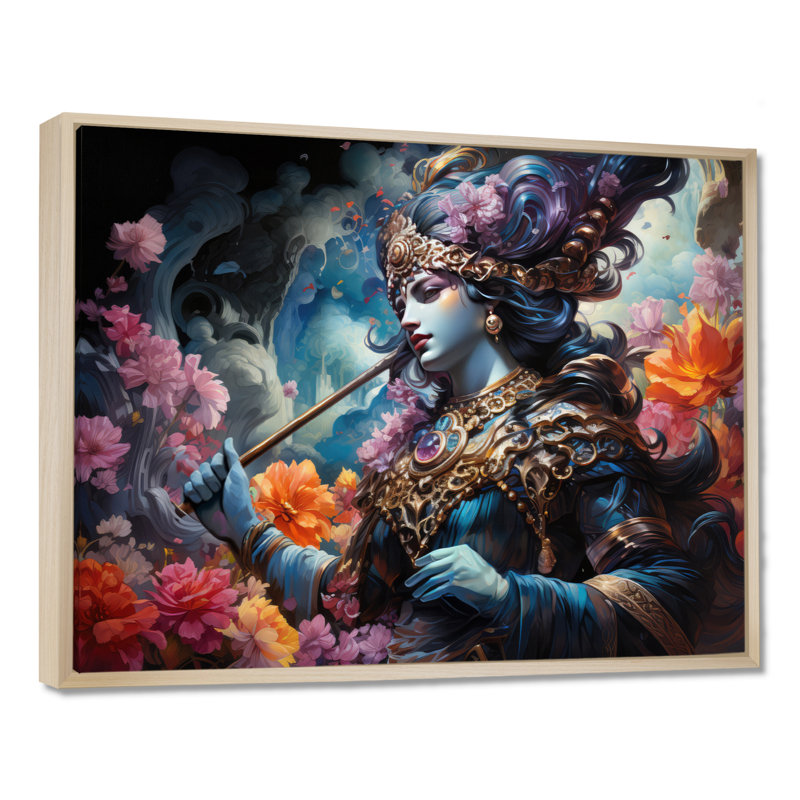 «Hinduisim Art», art mural de l'hindouisme, Cadre flottant érable, H 30 po x l 40 po x P 1,5 po