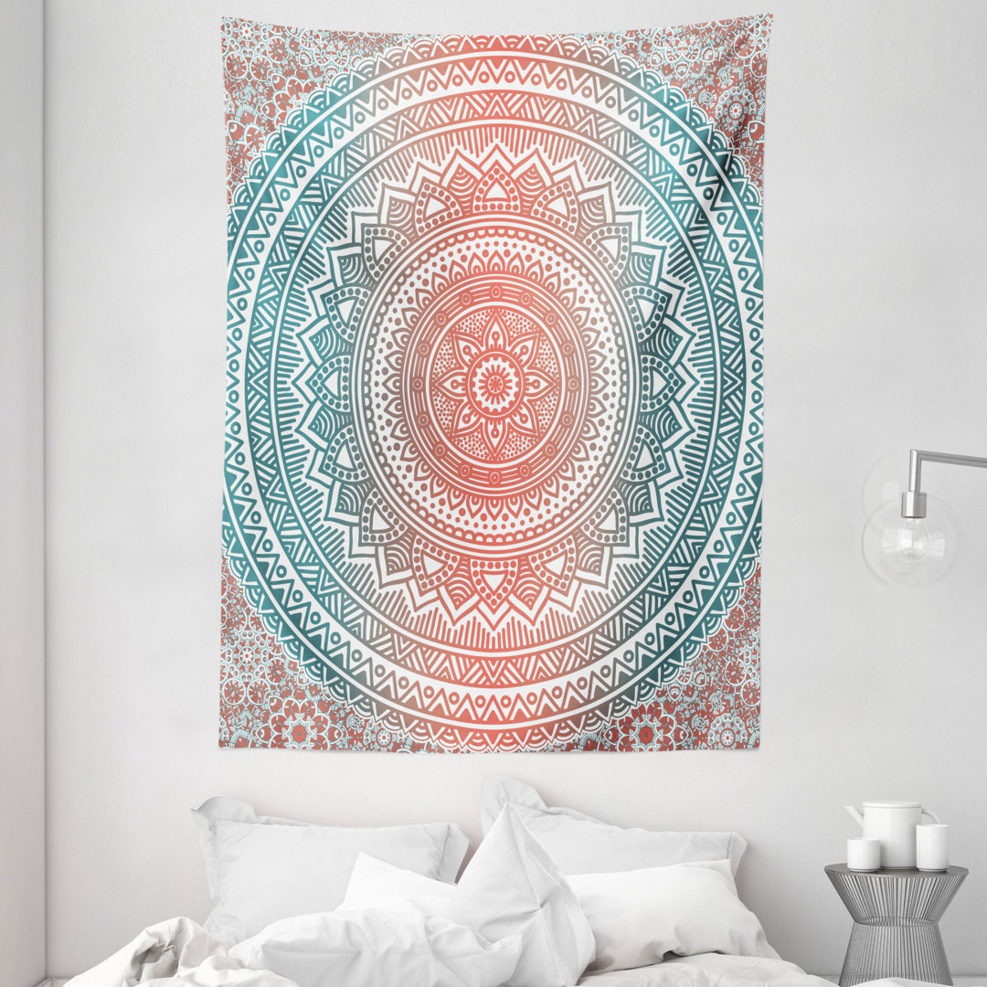 Ombre Mandala Art Antique Folk Pattern Cosmos Image Wandteppich