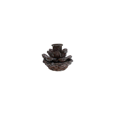 Metal Pinecone Taper Holder In Ice Finish