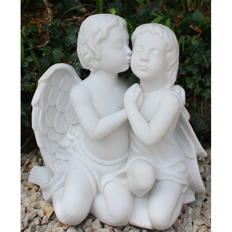 Cherubs Kissing Statue, 39cm H x 39cm W x 23.5cm D