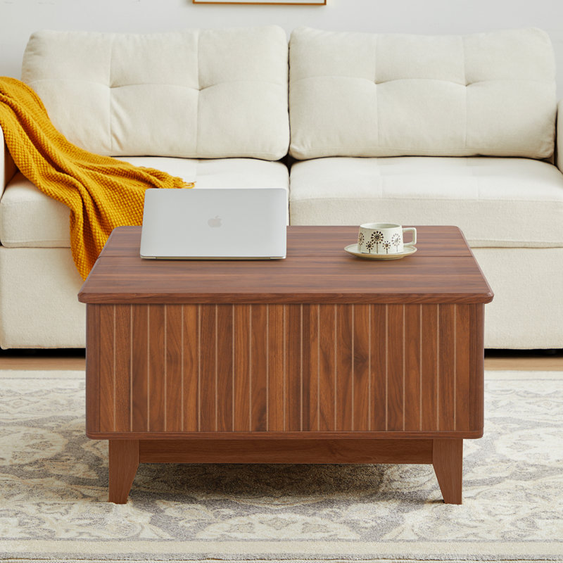 Walnut Lift-Top Coffee Table with Hidden Storage
