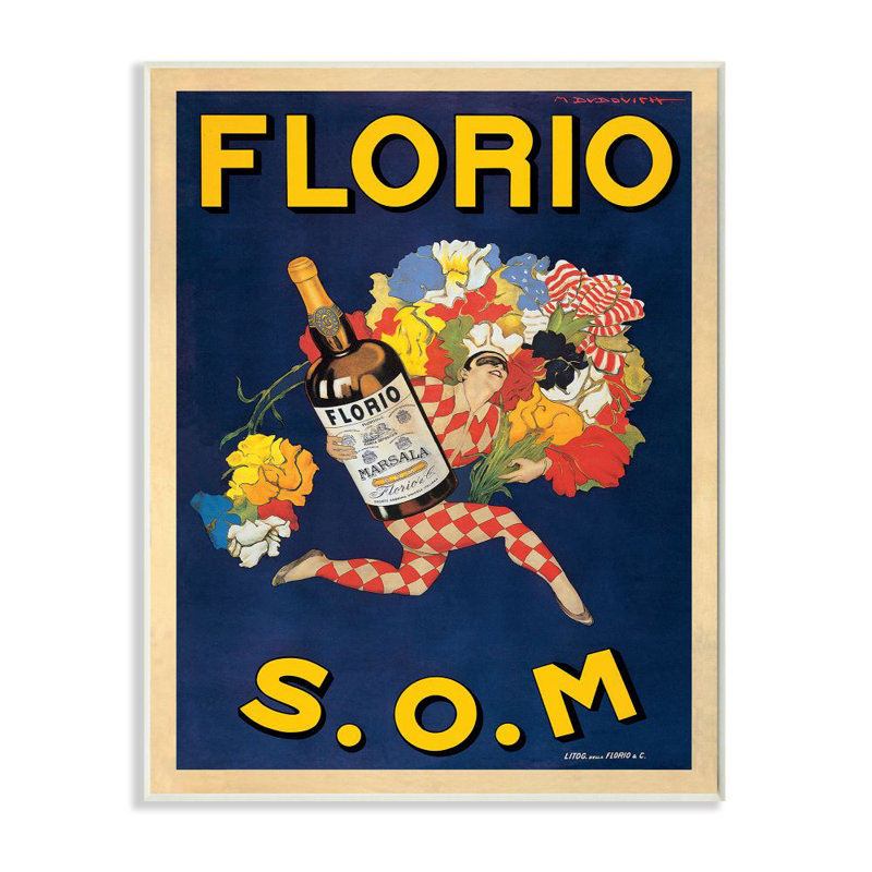 Florio Vintage Poster Drink Design MDF Wood Wall Plaque