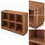 Bibliothèque de rangement à 6 cubes, tablette basse en MDF de style ferme avec bords arrondis, noyer